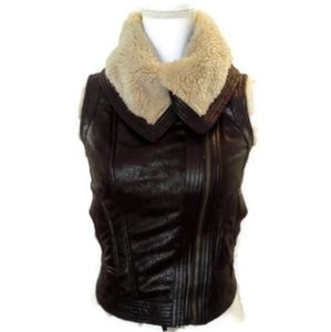 NWT Mudd Amber Brown Shepra Lined Pleather Vest